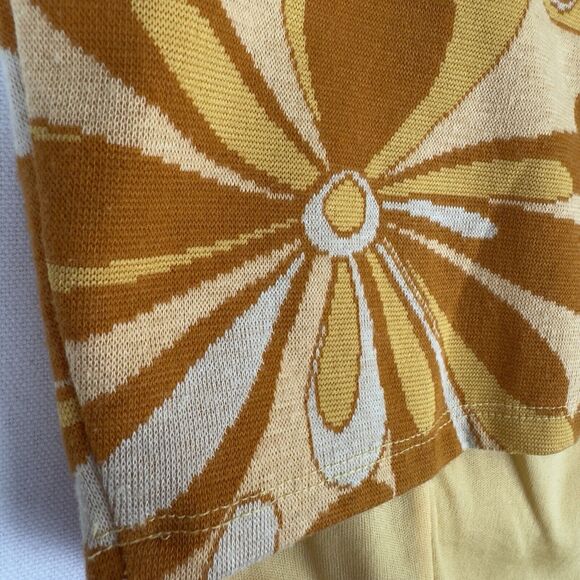 Zara Top Womens Medium Yellow Floral Cropped Retro 70s Funky Boho Fairy Festival - Picture 8 of 12